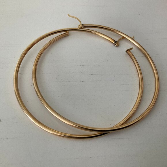 2 1/2" gold hoops 14k solid gold - Picture 1 of 5